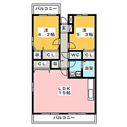 シレンシオパティオ 2LDKの間取図画像