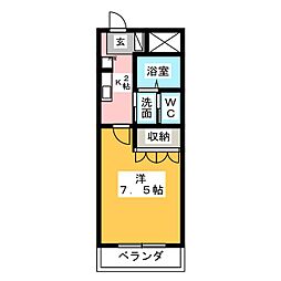 コーポハウス花 1Kの間取図画像