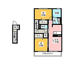 セジュール2 2LDKの間取図画像