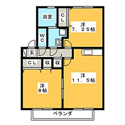 ヴィル・スクエア 2LDKの間取図画像