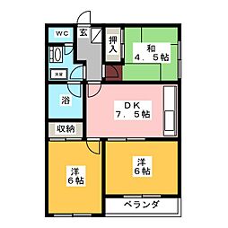 不二ハイツ 3DKの間取図画像