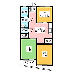 メゾーン増重 3DKの間取図画像