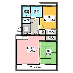 レヂデンス石井N 2LDKの間取図画像