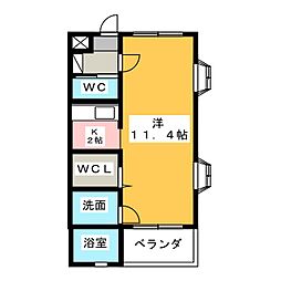 ハピネス・Y ワンルームの間取図画像