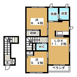 ハックベリーB 2LDKの間取図画像
