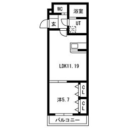 ポルトフィーノ長岡 1LDKの間取図画像