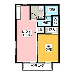 サンビレッジ南一色G 1LDKの間取図画像