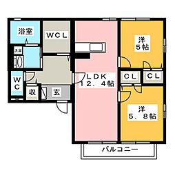 フェリアード 2LDKの間取図画像