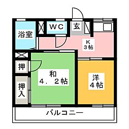 シティハイムカツマタ 2Kの間取図画像