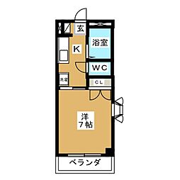 アルビオン 1Kの間取図画像