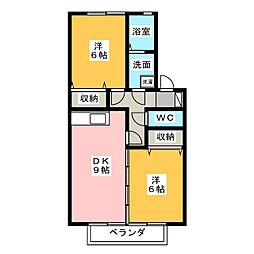 アムール 2DKの間取図画像