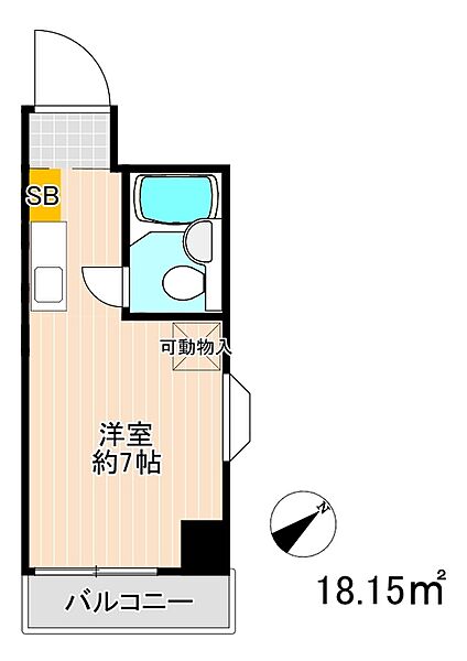 久留米駅前スカイマンション 211｜福岡県久留米市荘島町(賃貸マンション1R・2階・18.15㎡)の写真 その2