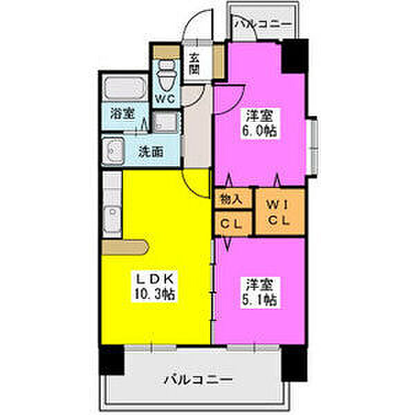 ステラSTII 603◎｜福岡県久留米市東櫛原町(賃貸マンション2LDK・6階・50.41㎡)の写真 その2