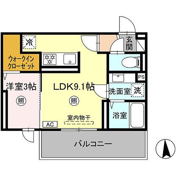 Augusta（オーガスタ） 208｜福岡県久留米市津福本町(賃貸アパート1LDK・2階・31.43㎡)の写真 その2