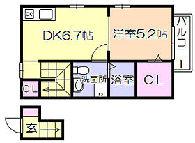 福岡県久留米市櫛原町51-6（賃貸アパート1DK・2階・33.94㎡） その2