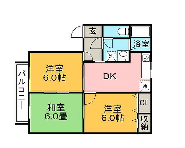 ディアスサカエ 102｜福岡県久留米市長門石4丁目(賃貸アパート3DK・1階・54.75㎡)の写真 その2