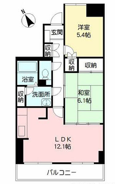 フローラルマンション 202｜福岡県久留米市長門石2丁目(賃貸マンション2LDK・2階・61.00㎡)の写真 その2