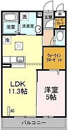 コート港南中央 1LDKの間取図画像