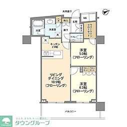 ブランズタワー大船 2LDKの間取図画像