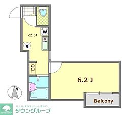 ラッフルズ・プレイス 1Kの間取図画像