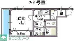 ルミエール港南台 1Kの間取図画像