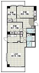 磯子台スカイマンション 3LDKの間取図画像