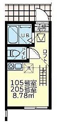 ユナイト追浜ブルターニュ ワンルームの間取図画像