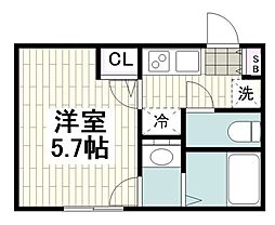 ヒルズ追浜 1Kの間取図画像