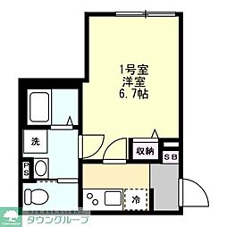 ベイルーム久比里 1Kの間取図画像