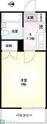 グローバルコートハウス 1Kの間取図画像