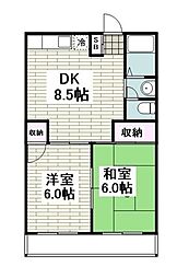 サンライズ高坂 2DKの間取図画像