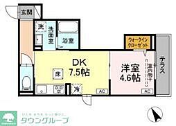 横須賀市三春町1丁目アパート 1DKの間取図画像
