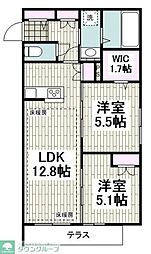 高座郡寒川町倉見マンション 2LDKの間取図画像