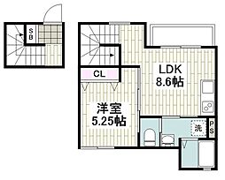 Rewellアパートメント 1LDKの間取図画像