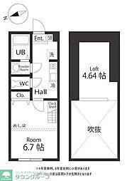 ハーミットクラブハウス 1Kの間取図画像