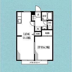 インターハイツA 1LDKの間取図画像