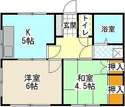 メゾンツカサ 2DKの間取図画像