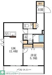 HEBELMAISON中山 1LDKの間取図画像
