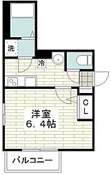 メゾンクレール船越 1Kの間取図画像