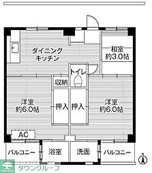 ビレッジハウス浦賀9号棟 3DKの間取図画像