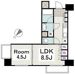 パークアクシス横浜反町公園 1LDKの間取図画像