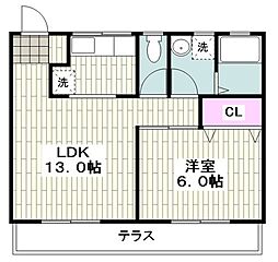 パークハイツN 1LDKの間取図画像