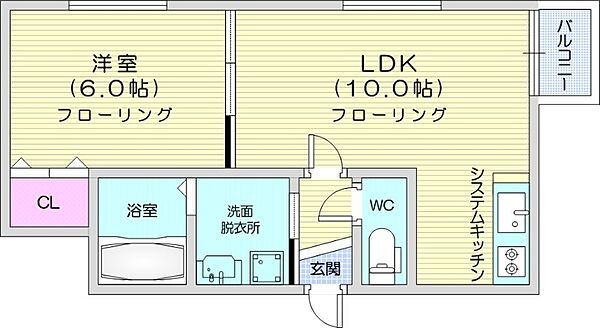 グレーシア ｜北海道札幌市東区北十九条東16丁目(賃貸マンション1LDK・2階・36.96㎡)の写真 その2