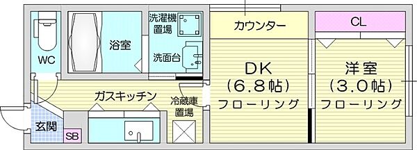 メニーズコート創成タウンC棟 ｜北海道札幌市東区北二十条東1丁目(賃貸マンション1DK・4階・26.35㎡)の写真 その2