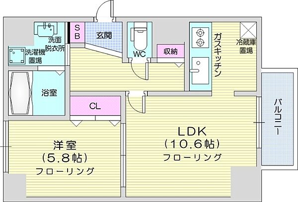 ハイムエルデZW ｜北海道札幌市中央区大通西21丁目(賃貸マンション1LDK・2階・41.98㎡)の写真 その2