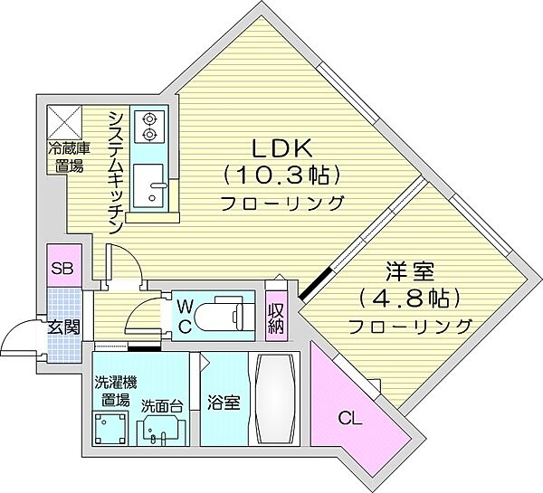 北海道札幌市西区発寒四条4丁目(賃貸マンション1LDK・2階・36.80㎡)の写真 その2