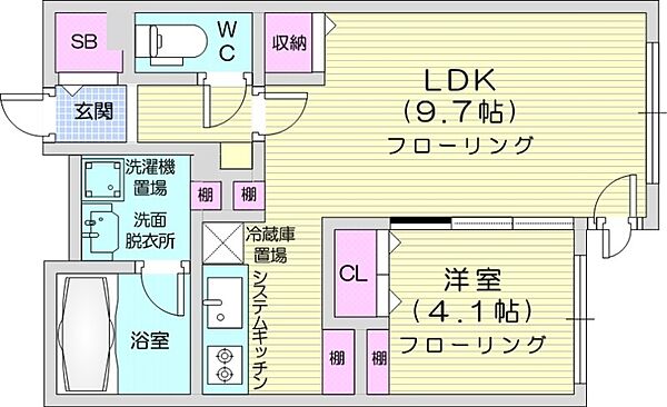 CREA南8条 ｜北海道札幌市中央区南八条西12丁目(賃貸マンション1LDK・2階・35.12㎡)の写真 その2