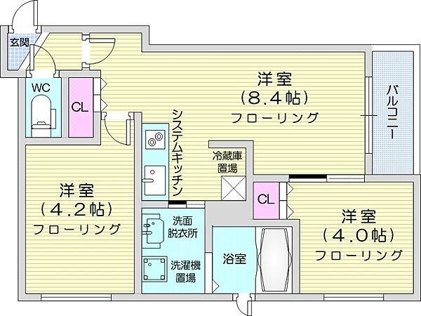 クラッセ知事公館前 ｜北海道札幌市中央区北二条西13丁目(賃貸マンション2LDK・11階・36.25㎡)の写真 その2