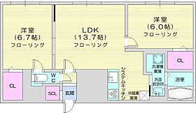 北海道札幌市北区新琴似一条6丁目（賃貸マンション2LDK・2階・60.81㎡） その2