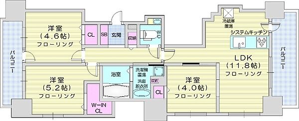 プレシス知事公館前WEST ｜北海道札幌市中央区北一条西16丁目(賃貸マンション3LDK・8階・60.54㎡)の写真 その2